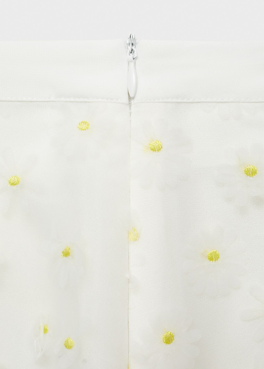 Semi-transparent skirt embroidered with flowers - Off White