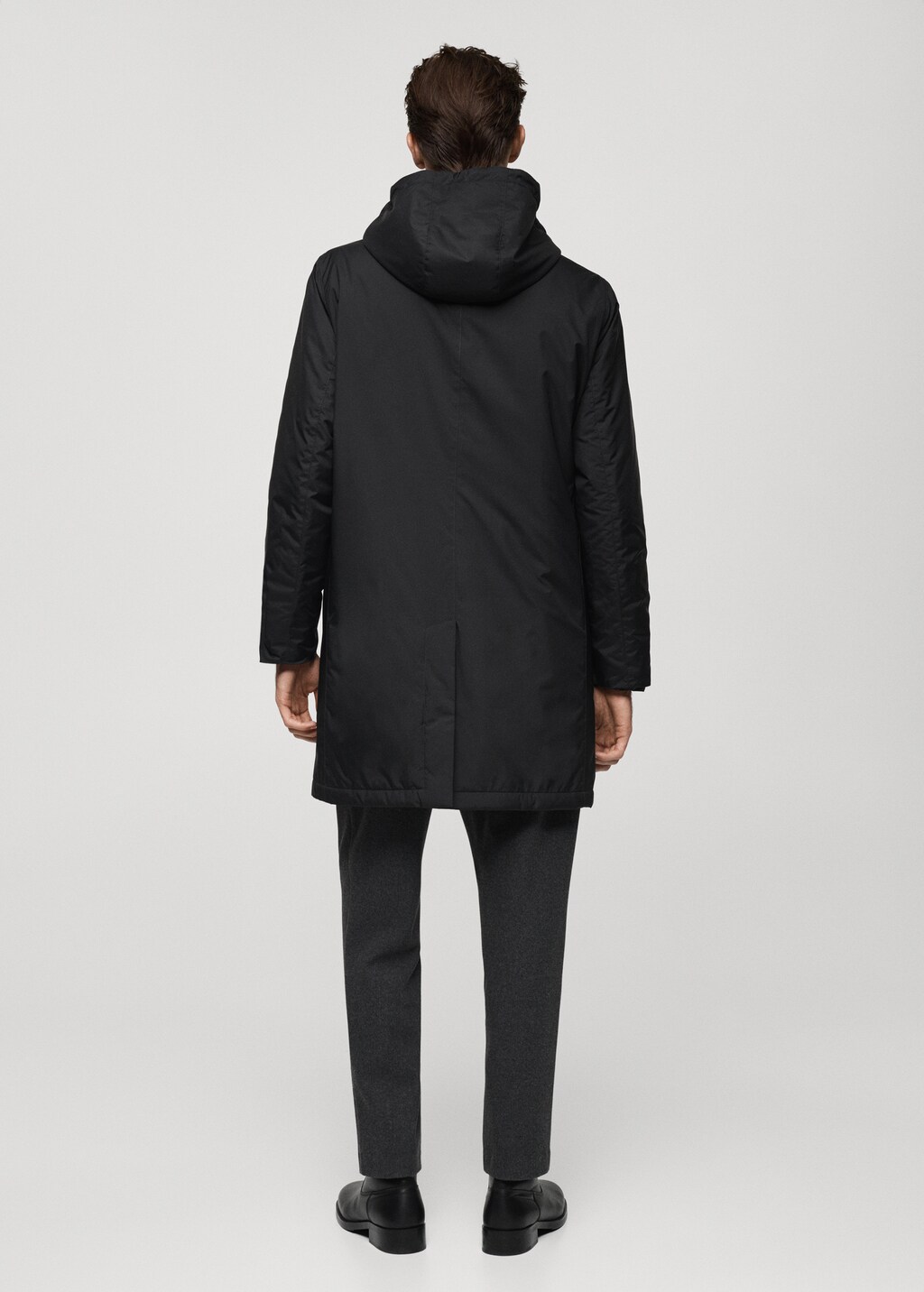 Water-repellent quilted parka - Black