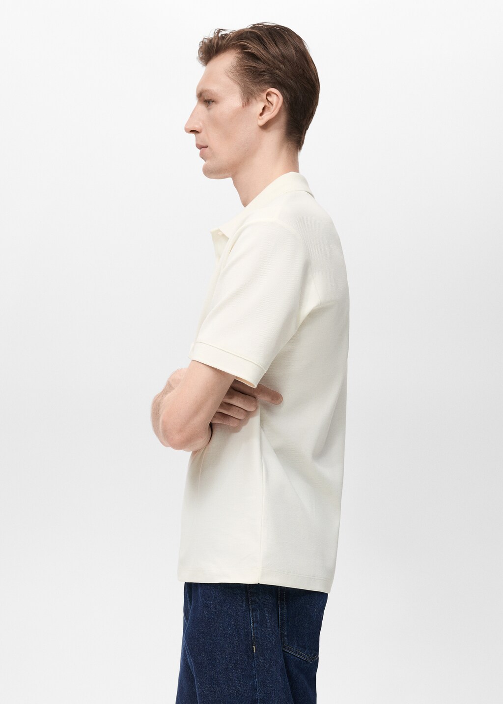 Structured knitted polo shirt - White