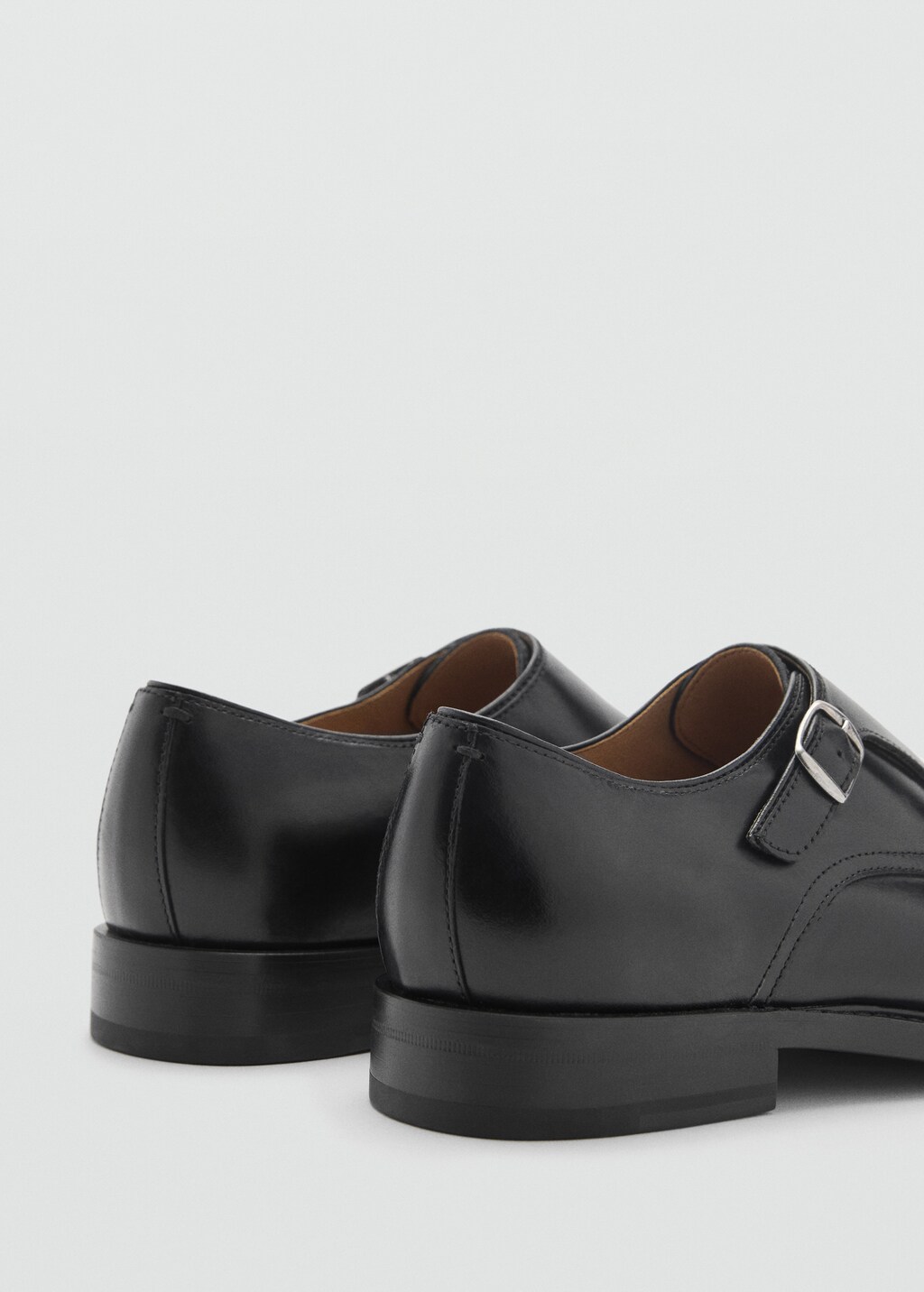 Double buckle leather shoe - Black