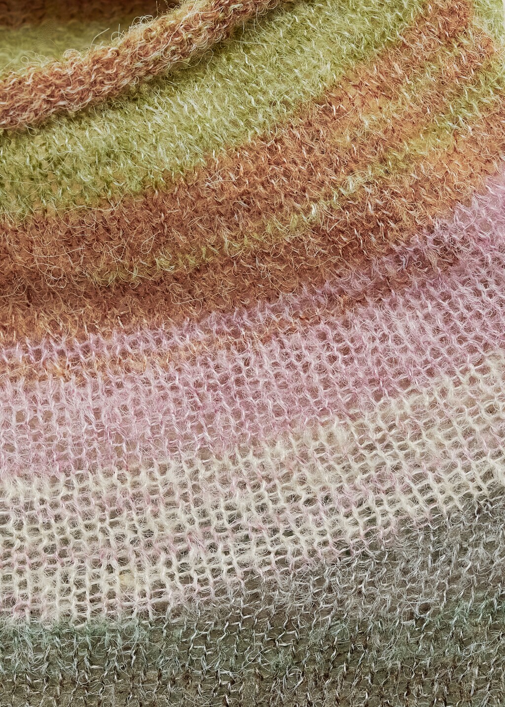 Stand-collar striped sweater - Pink