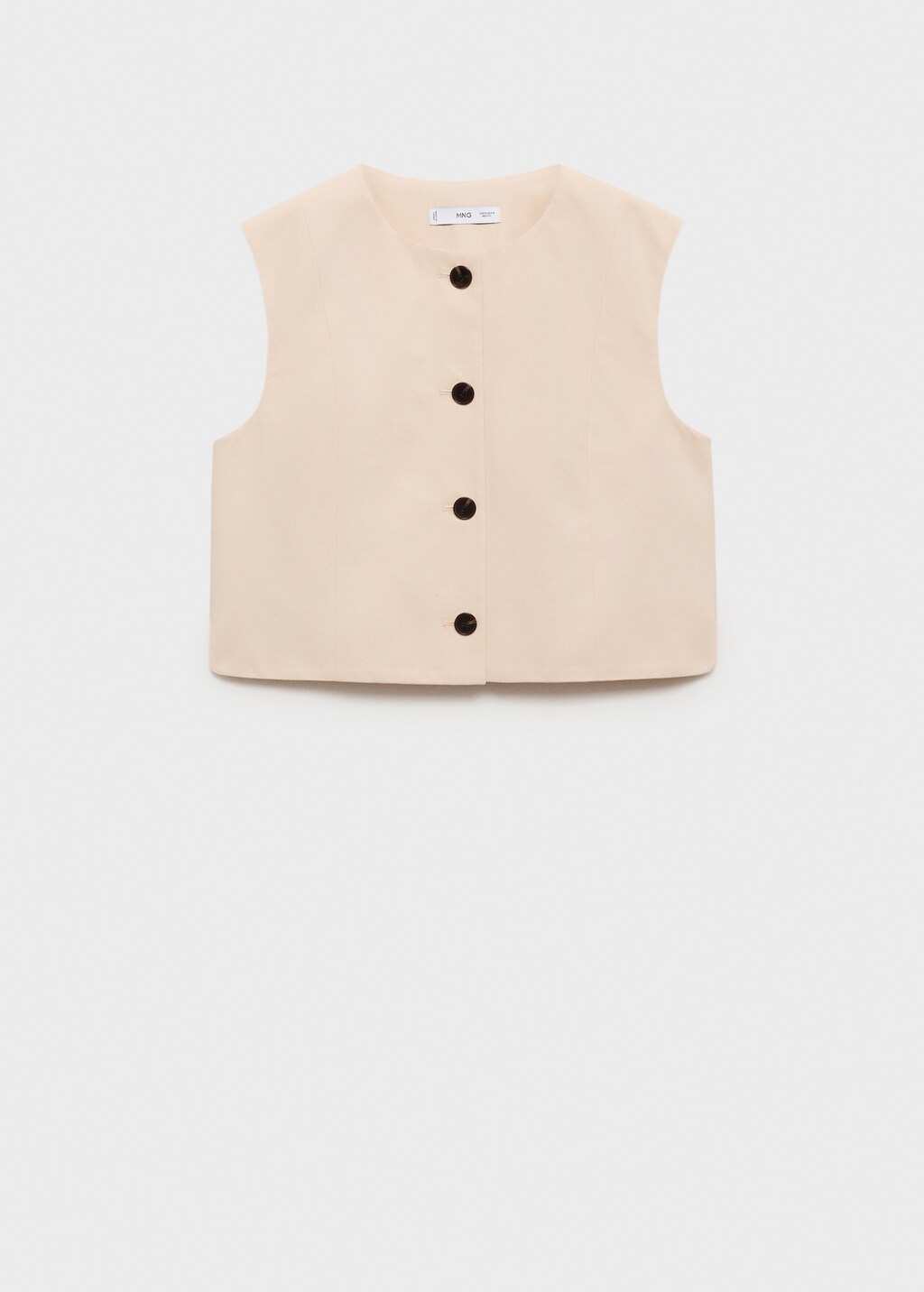Cotton crop top with buttons - Ecru