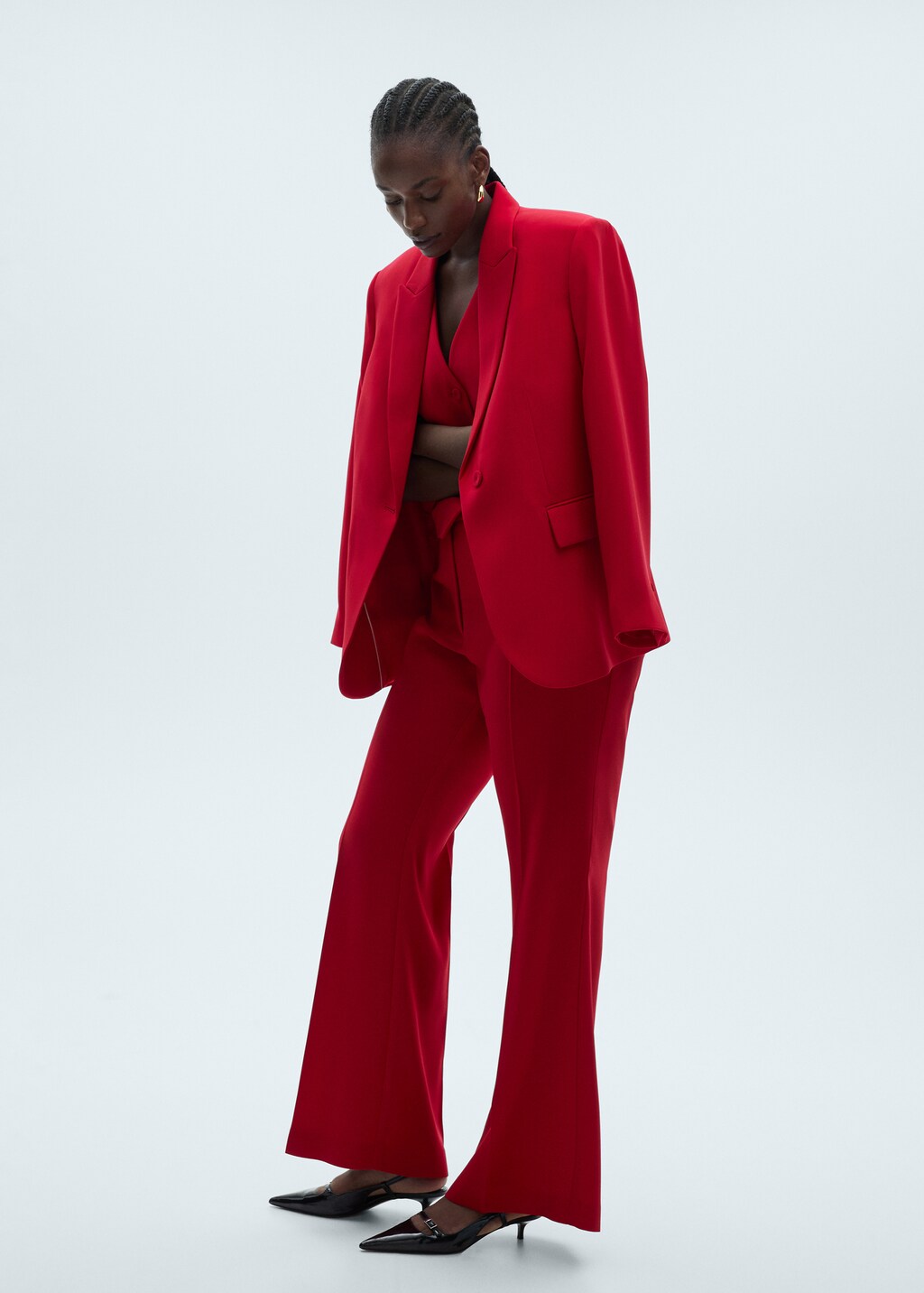 Wideleg suit trousers - Black