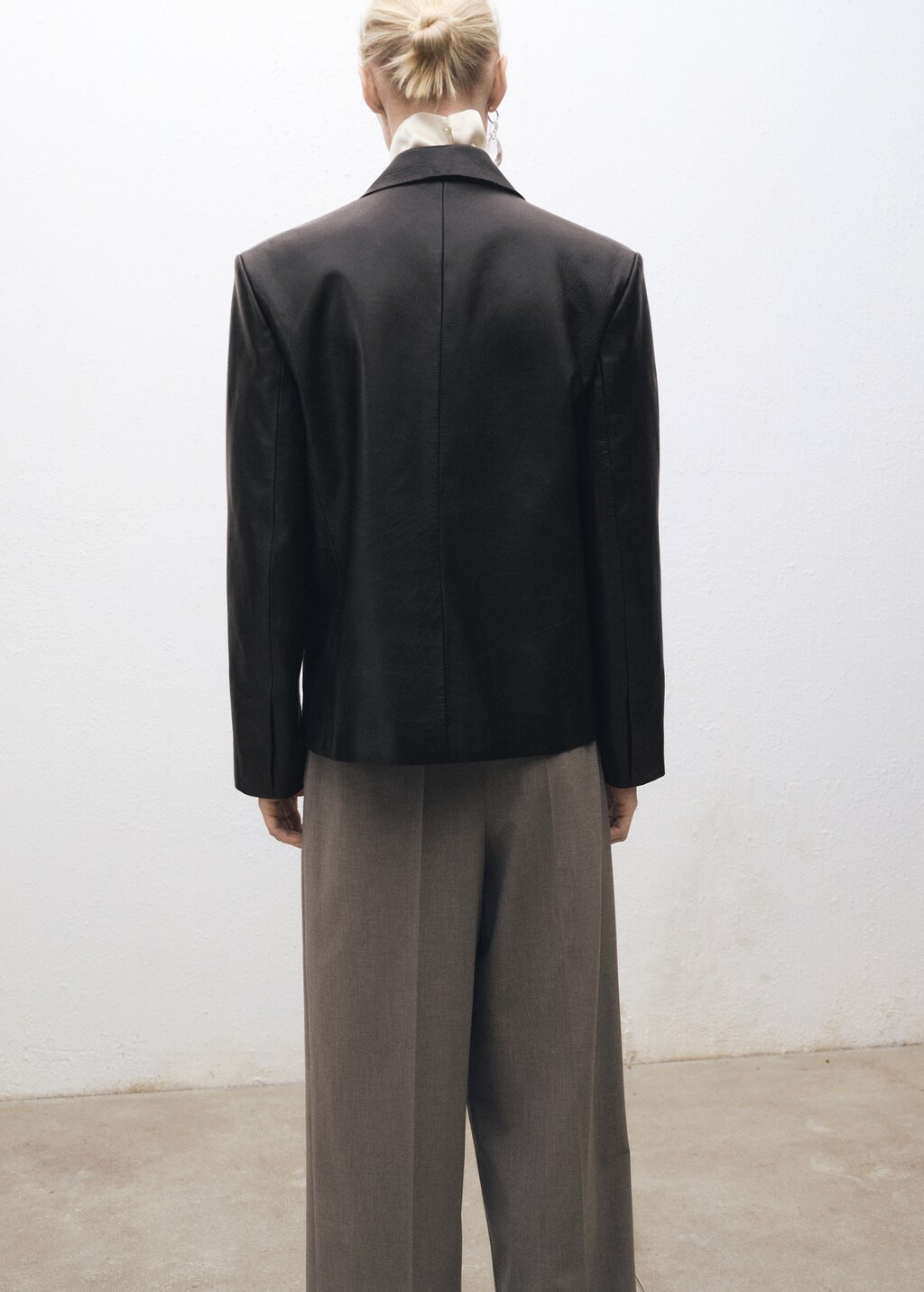 Double-breasted leather jacket - Black