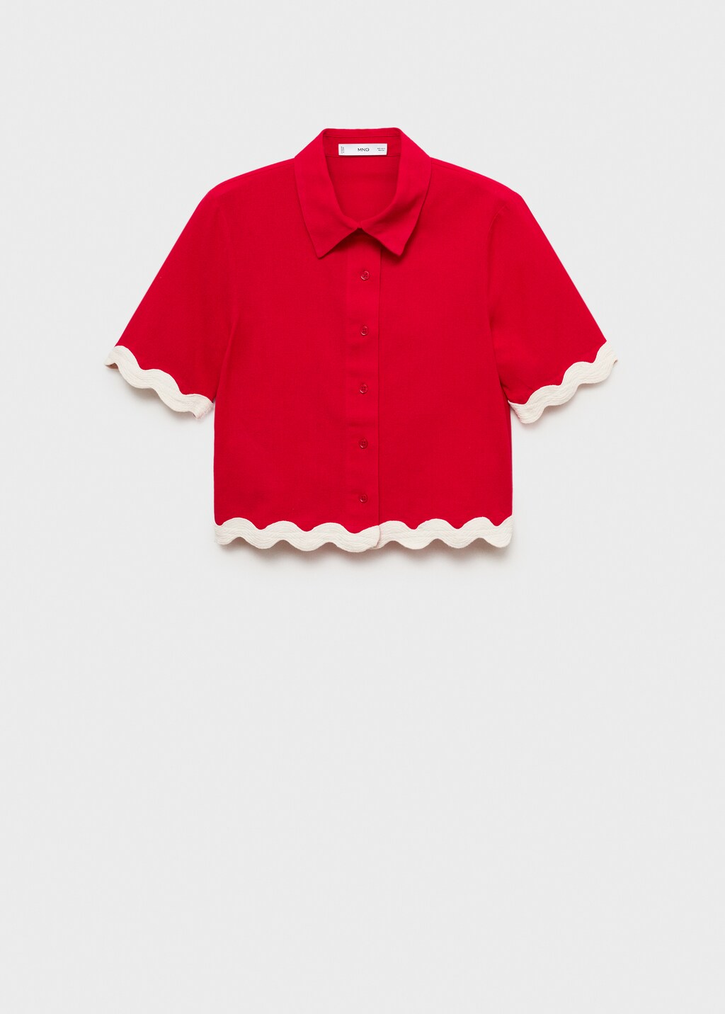 Cotton shirt with contrasting trims - Red