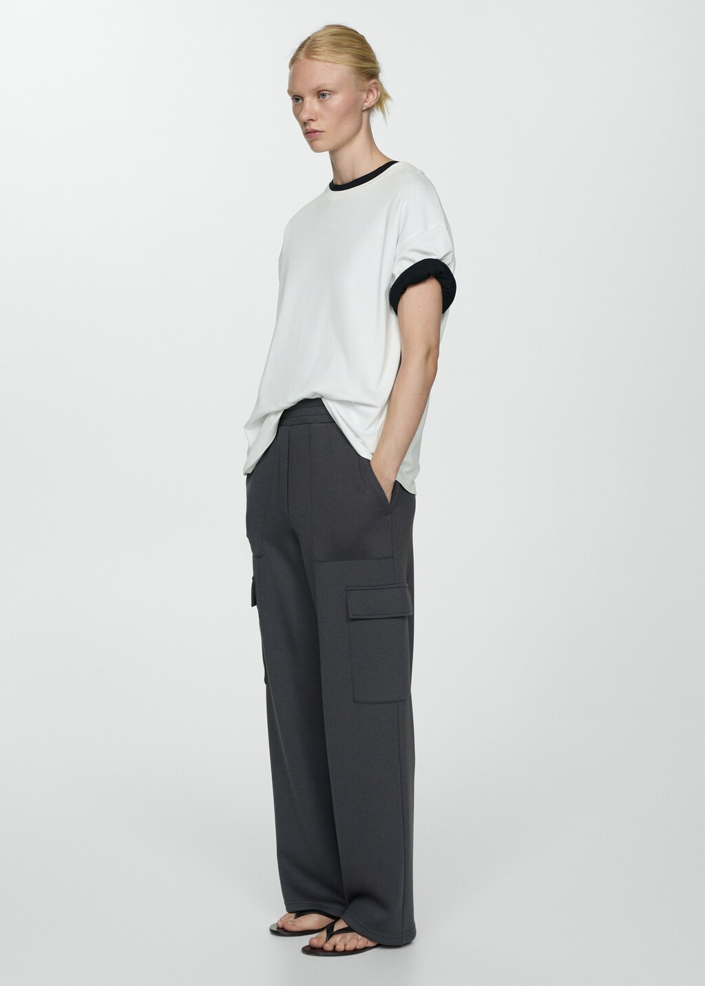Elastic waist cargo trousers - Khaki