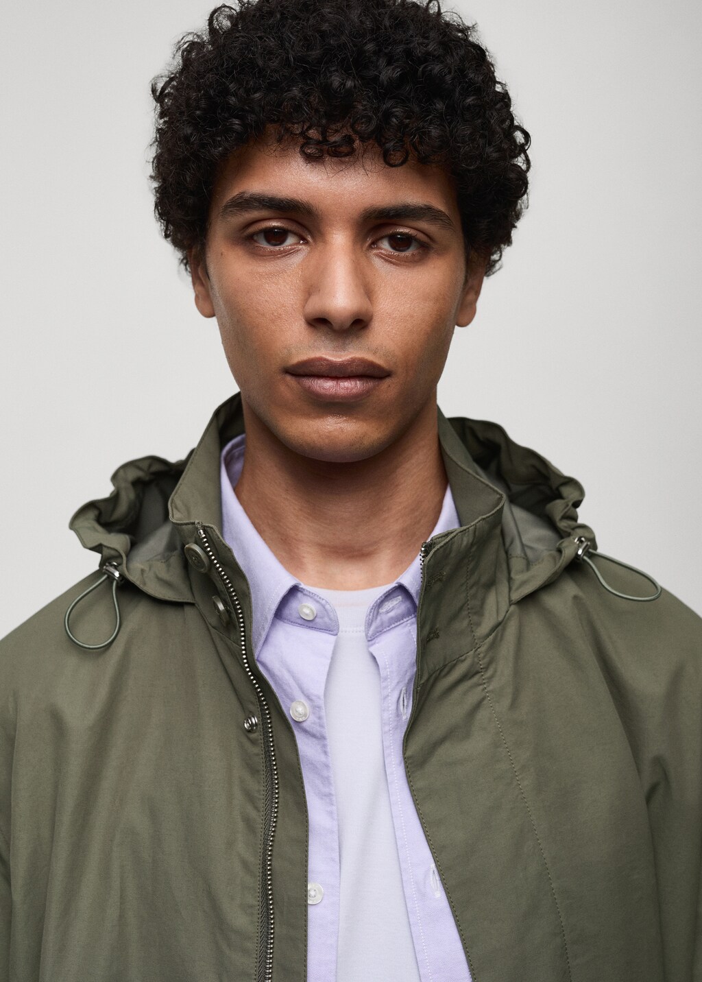 Water-repellent hooded parka - Khaki