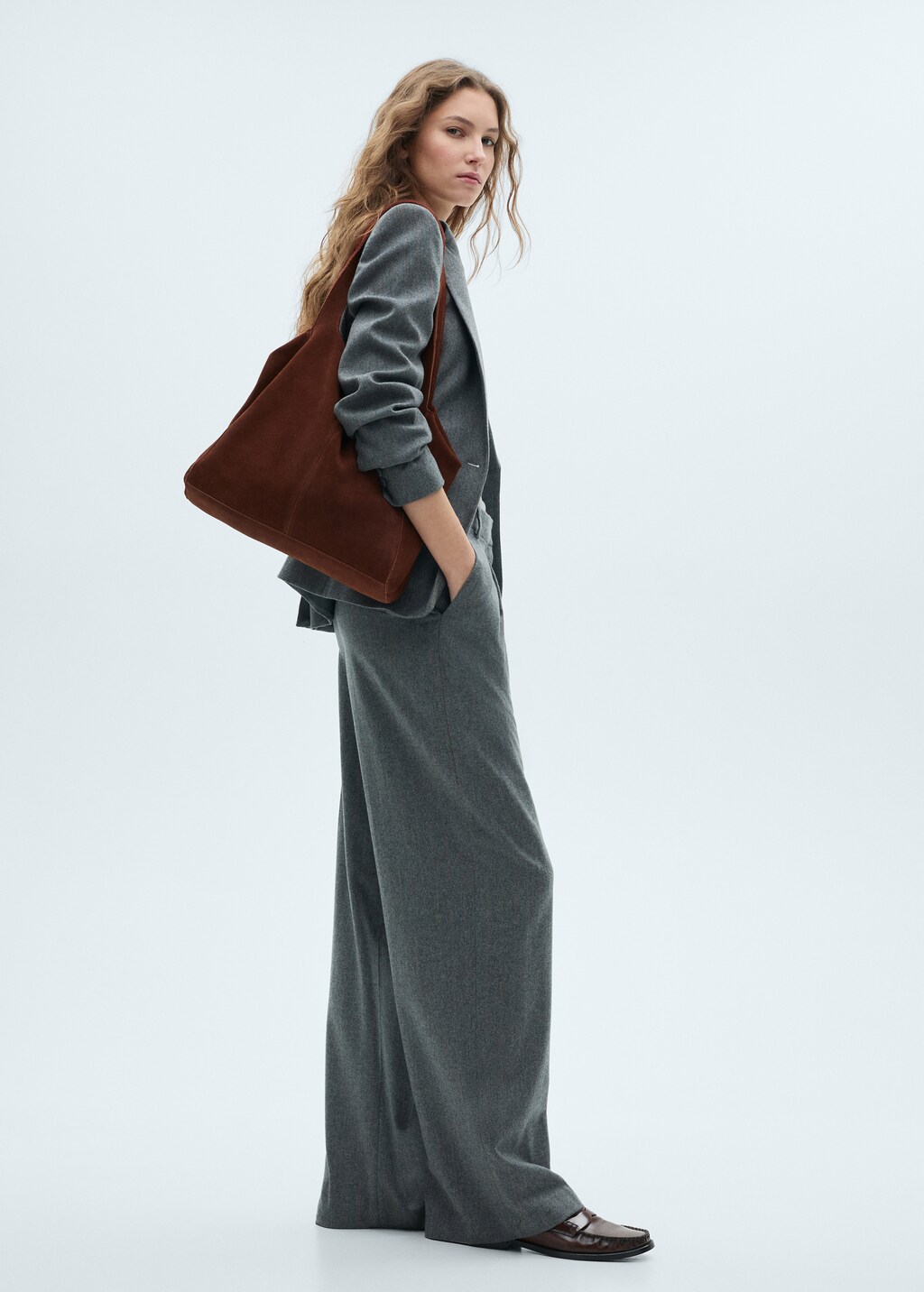 Suede shopper bag - Chocolate