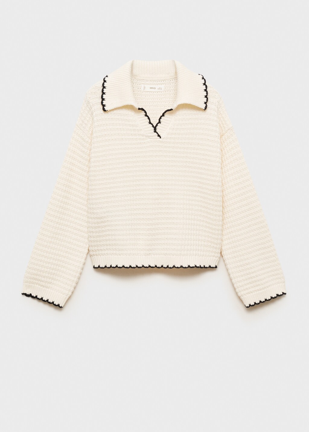 Camp-collar knit sweater - Ecru