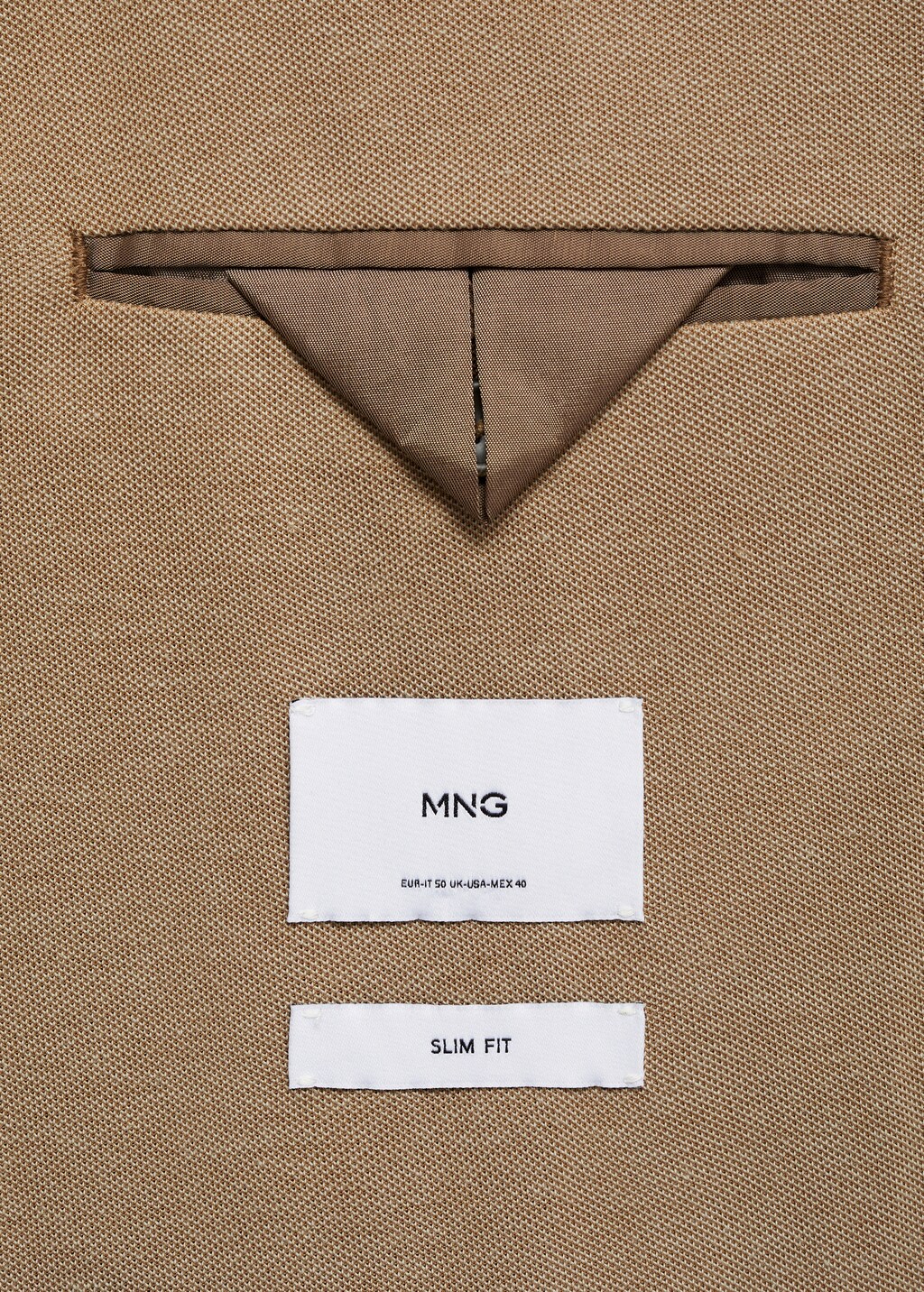 Slim fit microstructure blazer - Medium Brown