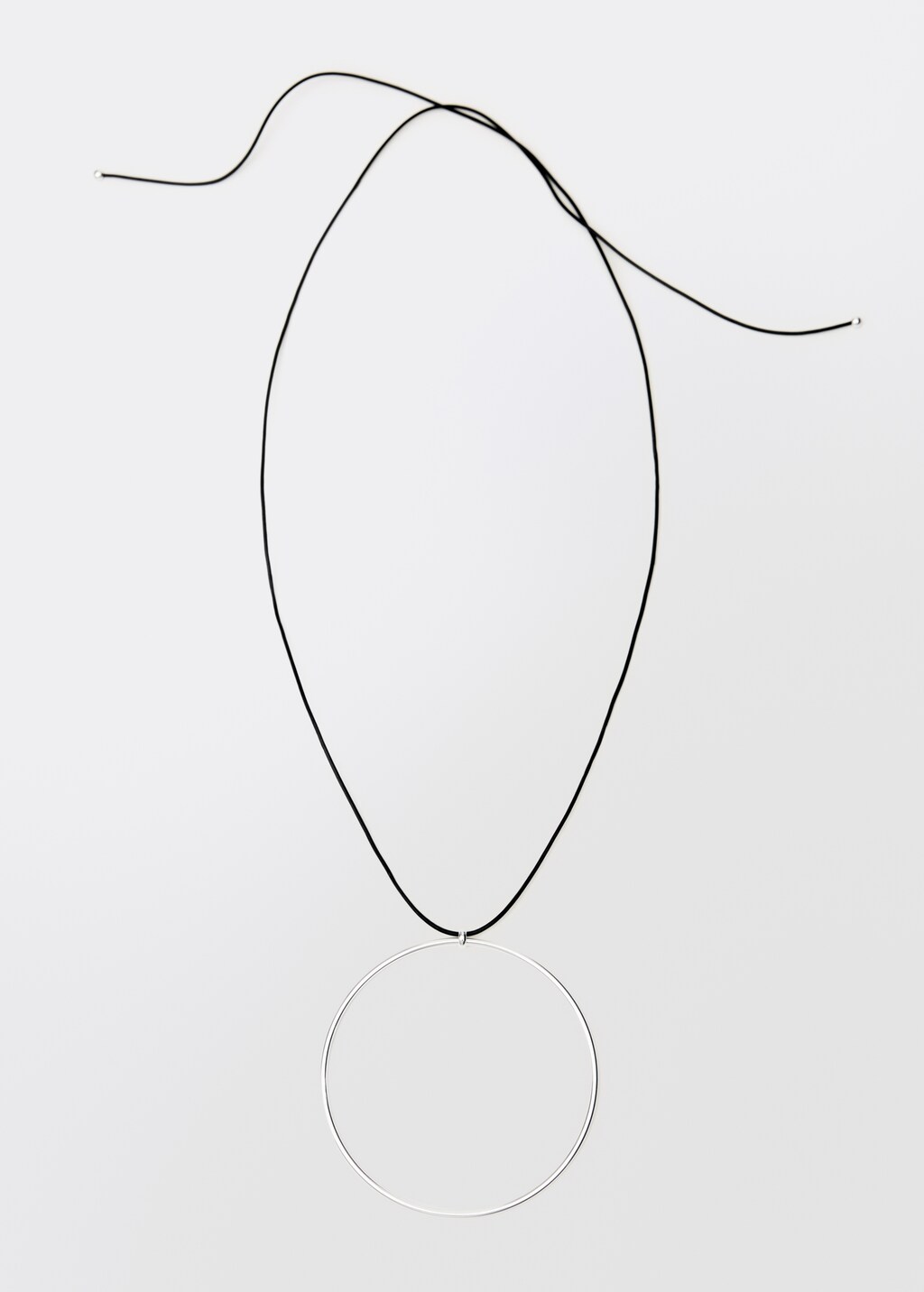 Maxi leather hoop necklace - Silver