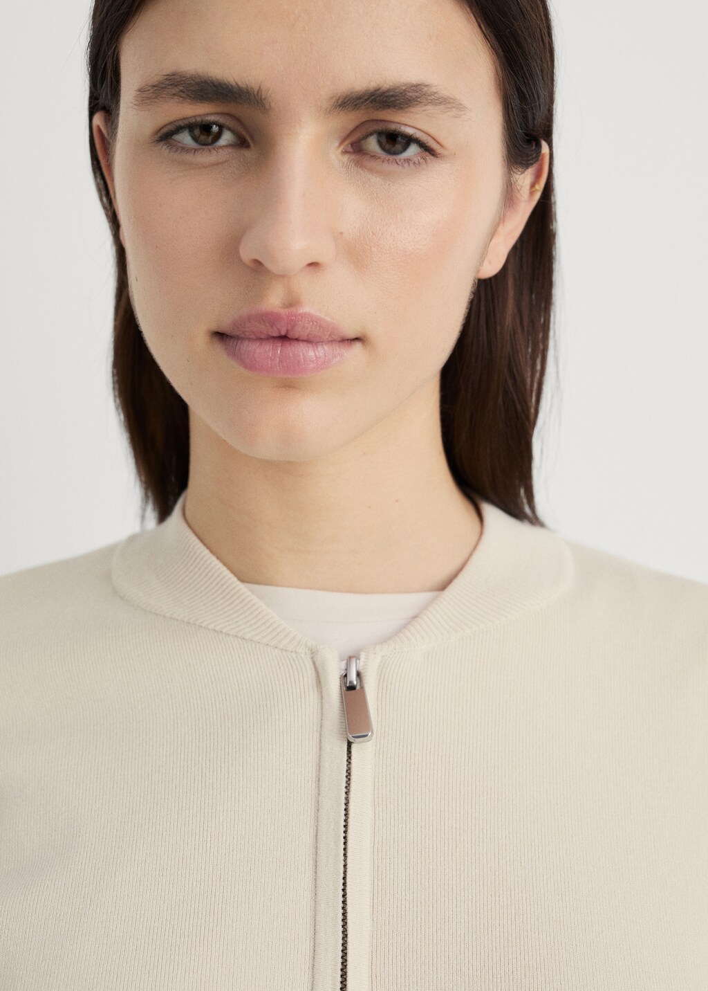 Rib-knit jacket with zip - Light/Pastel Grey