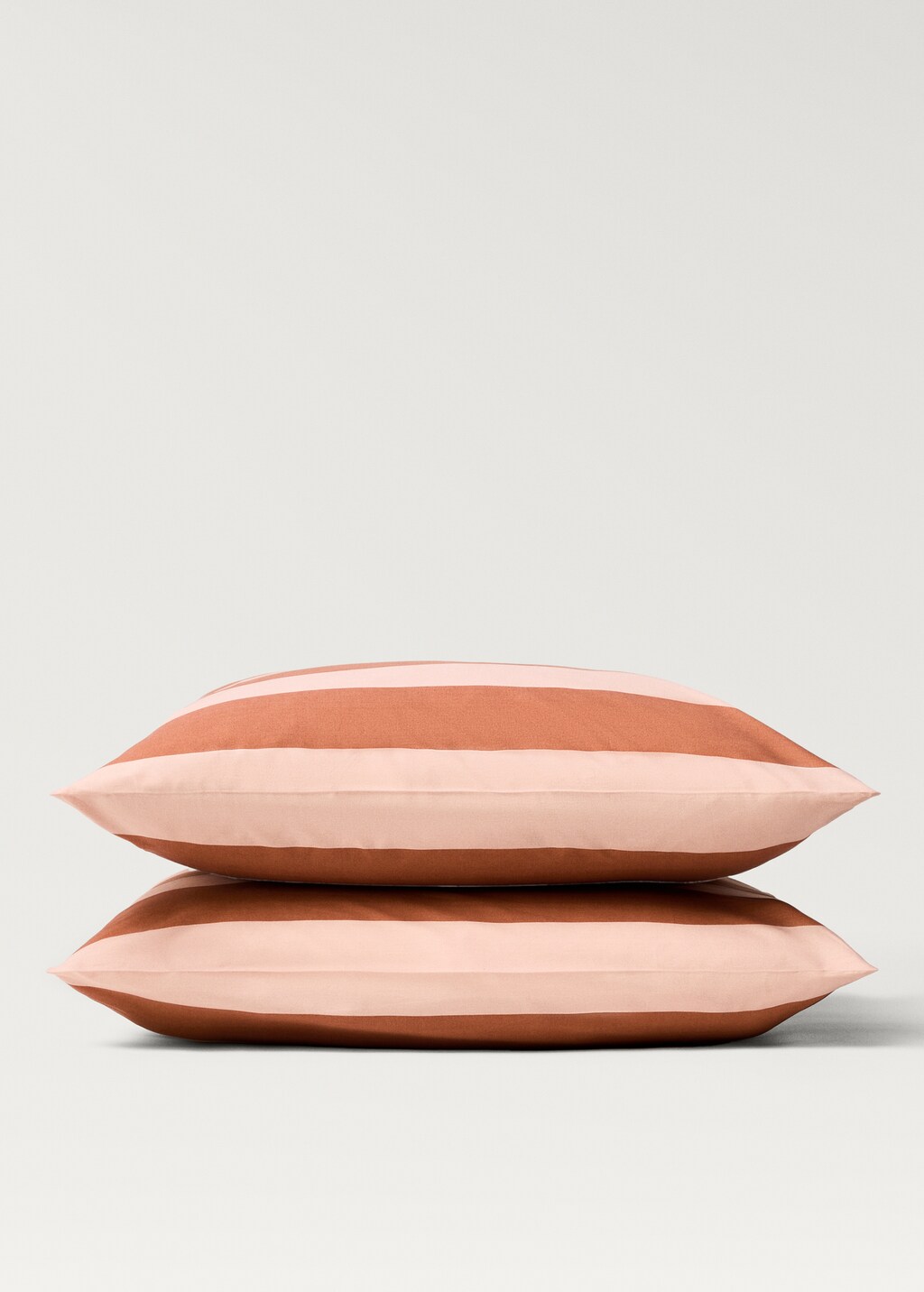 Cotton percale striped pillowcase, 60x60cm - Green