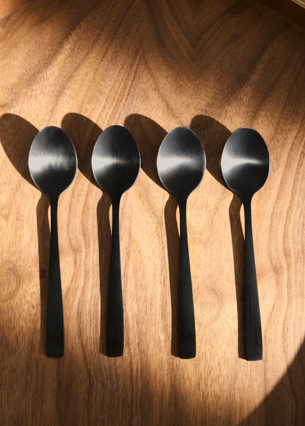 4-piece matte steel spoon set - Black
