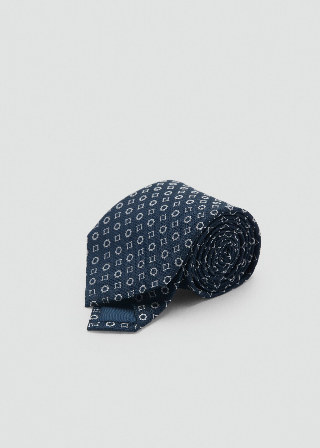 Geometric patterned silk tie - Dark Navy