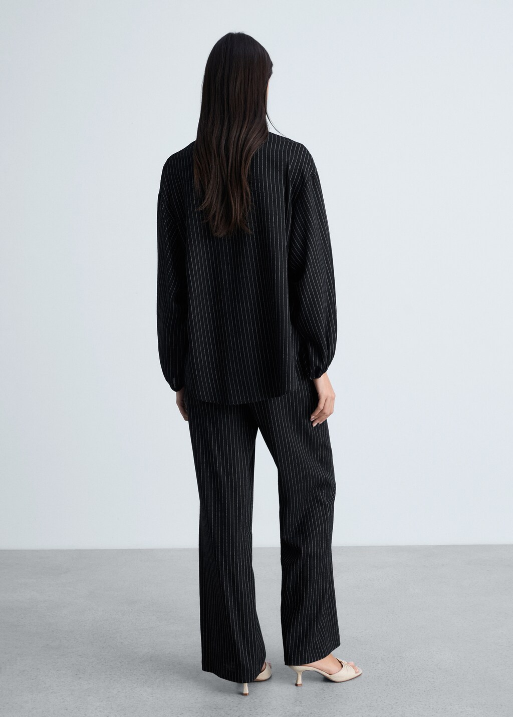 Straight striped trousers - Black