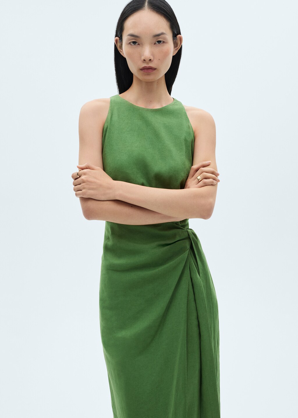 Linen dress with sarong skirt - Red