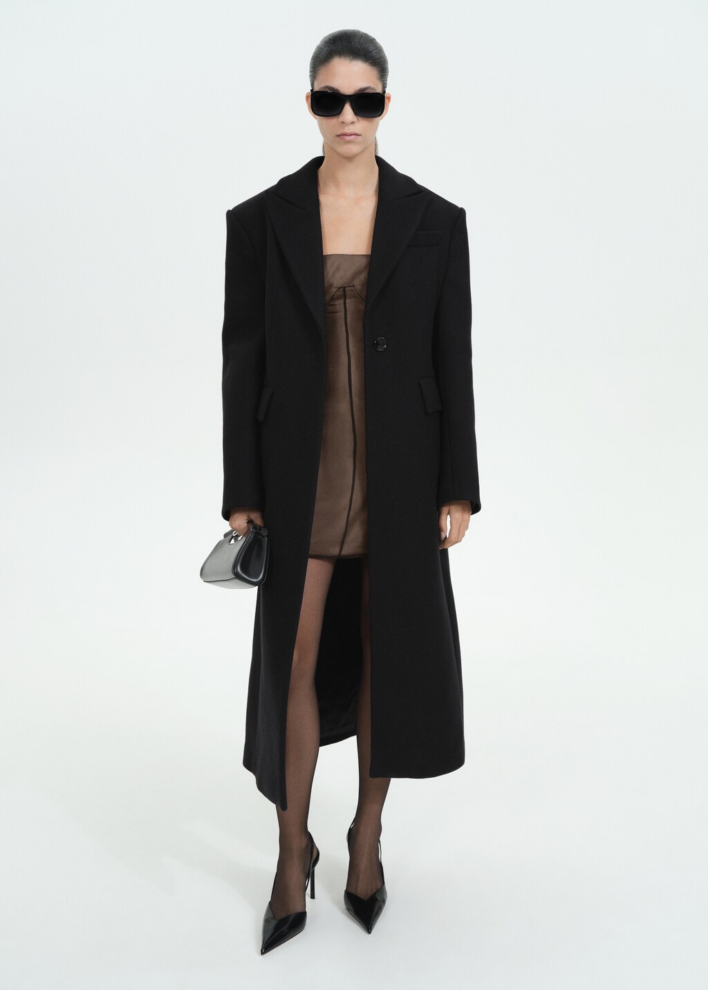 Structured wool coat - Black