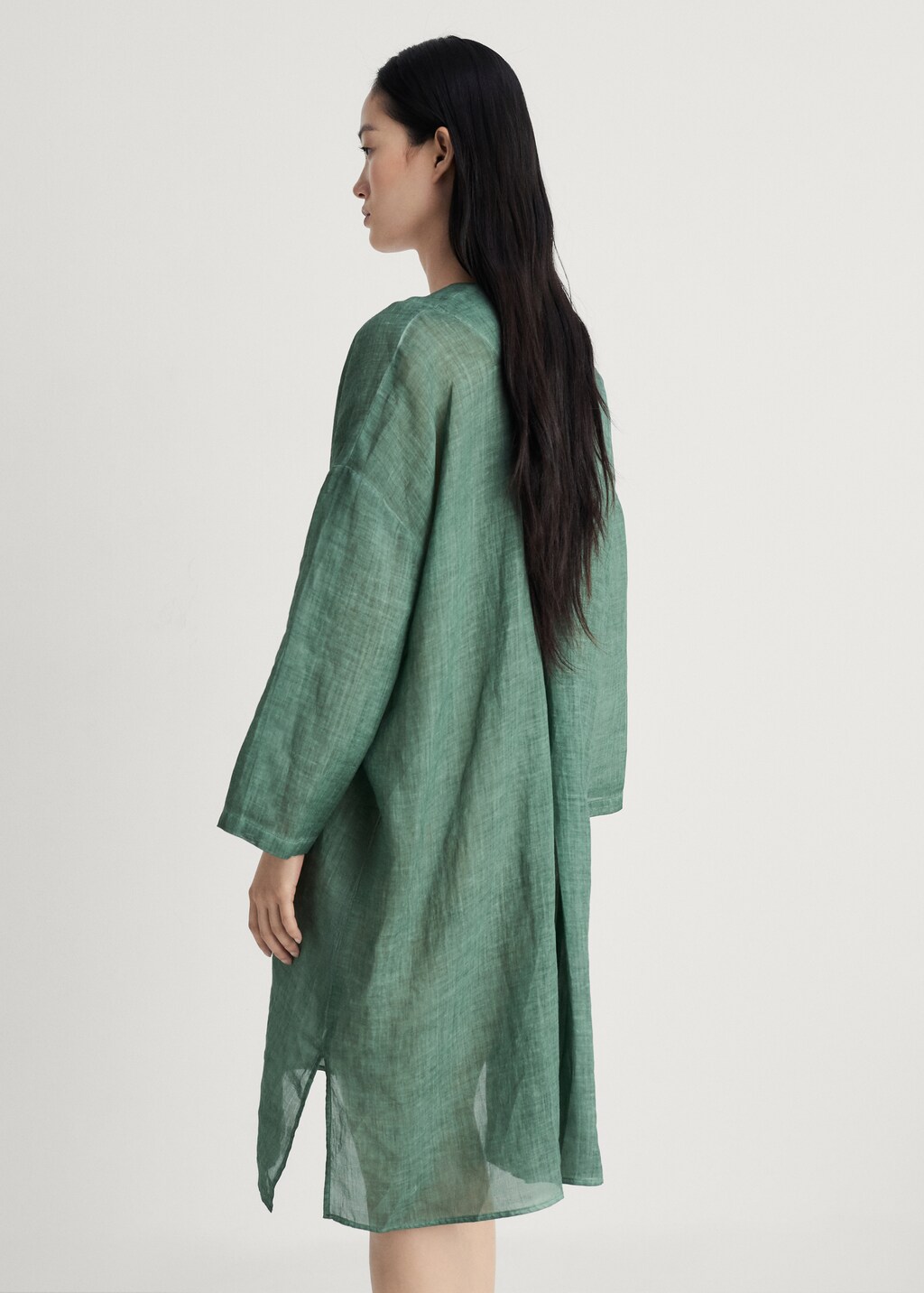 Overdyed ramie kaftan - Plum