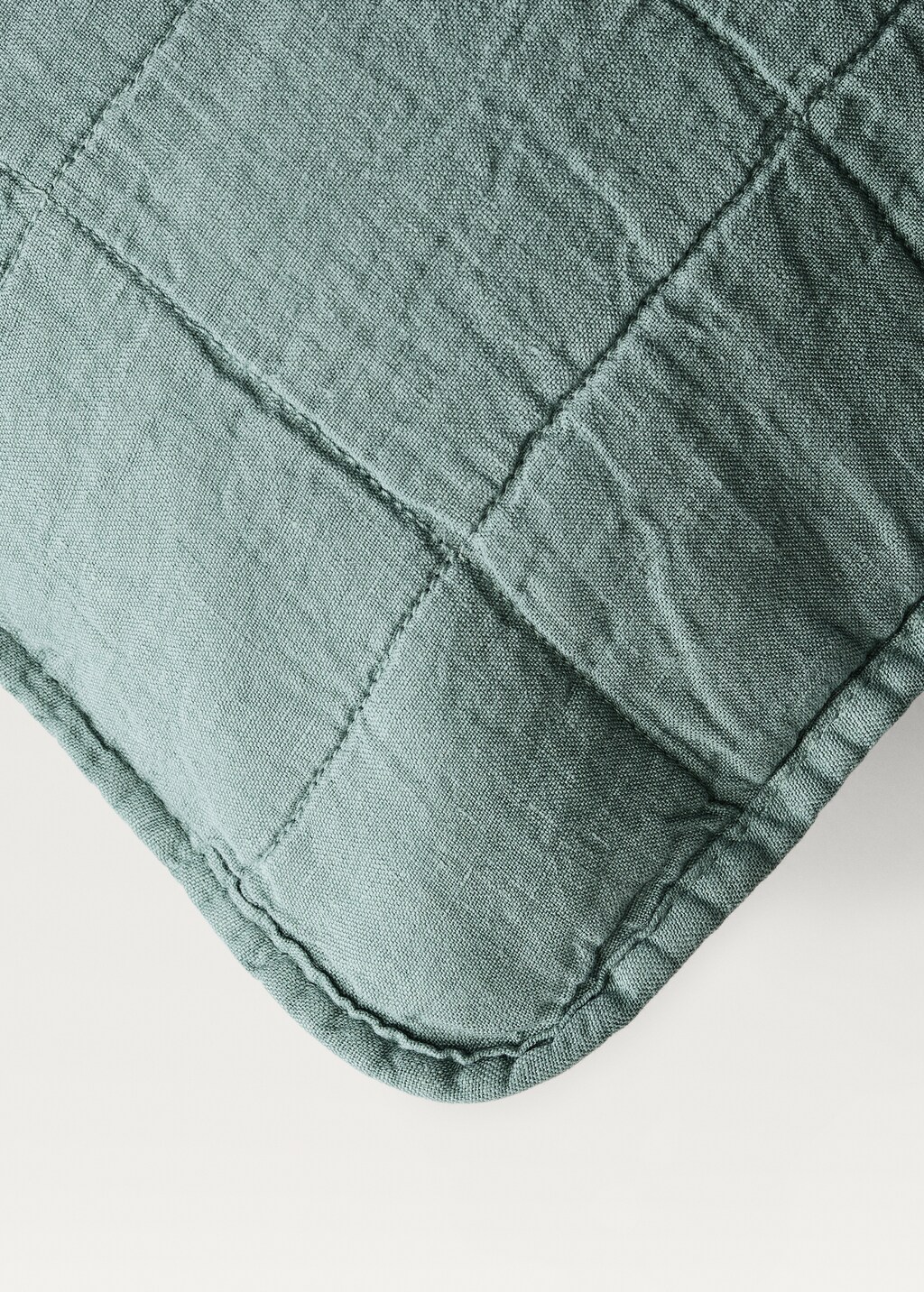 Linen-cotton garment-dyed children's bed cushion cover, 40x40 cm - Green