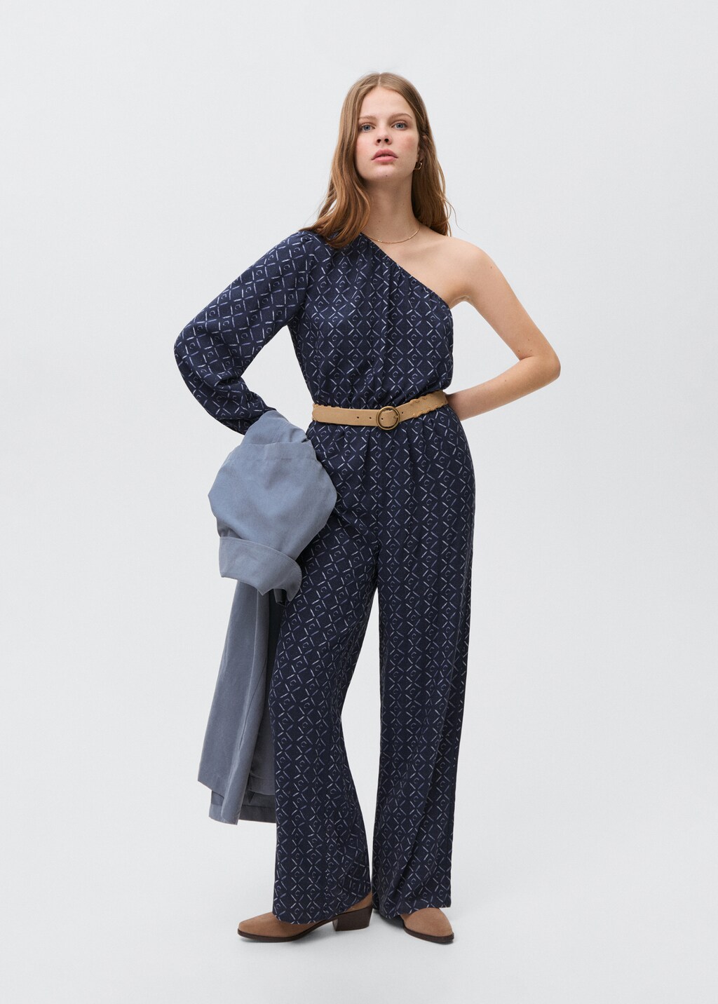Asymmetric long jumpsuit - Dark Navy