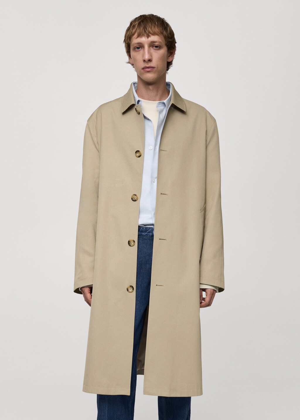 Relaxed-fit water-repellent trench coat - Beige