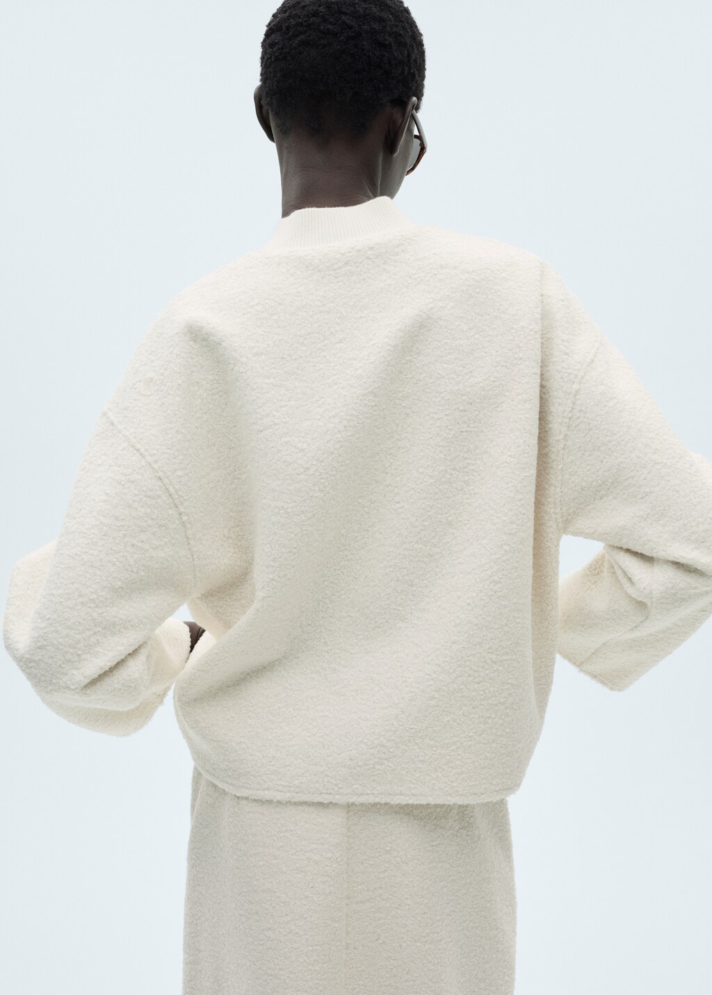 Perkins-neck bouclé sweatshirt - Ecru