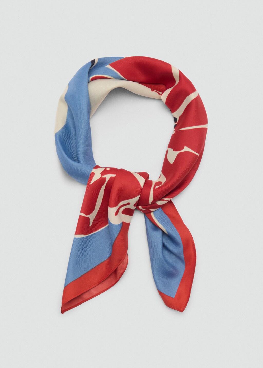 Floral satin scarf - Red