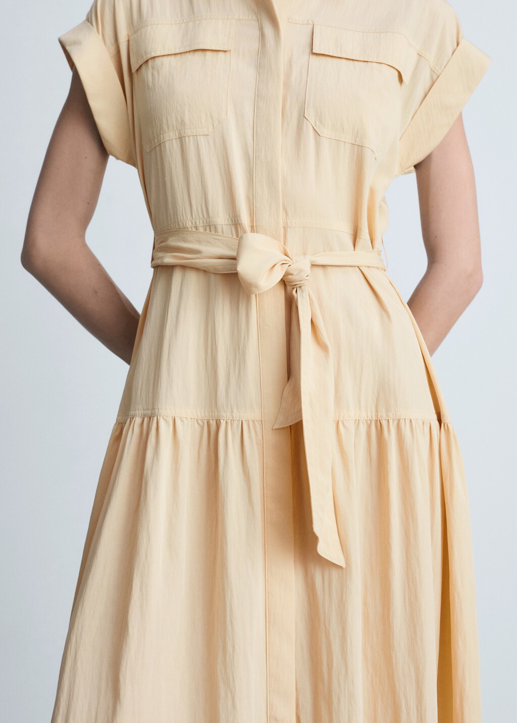 Knot detail shirt dress - Ecru