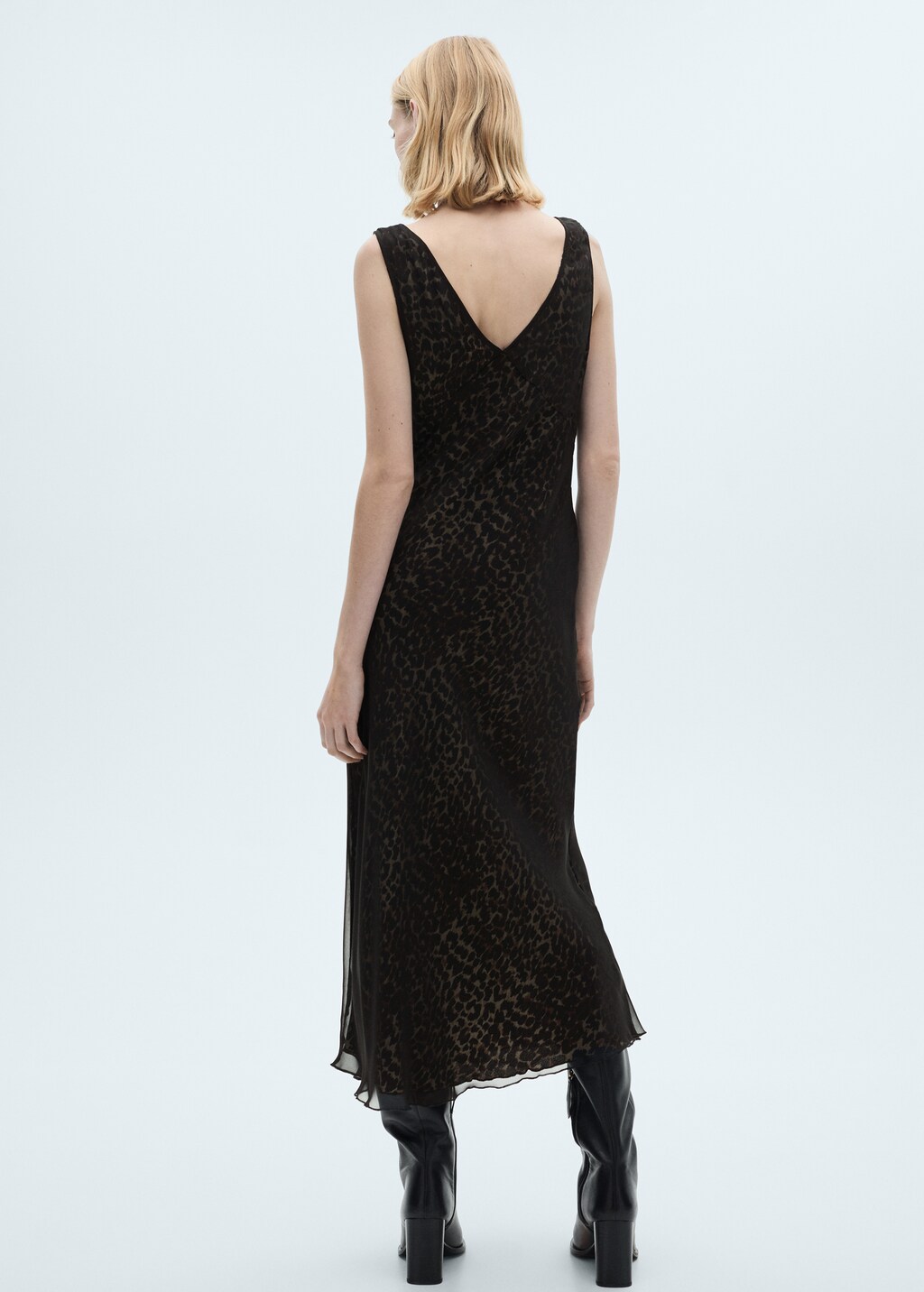 Leopard V-neck dress - Black
