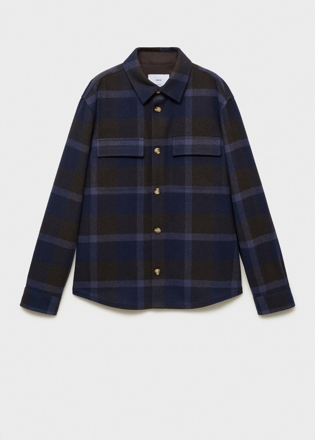 Check flannel wool overshirt - Beige