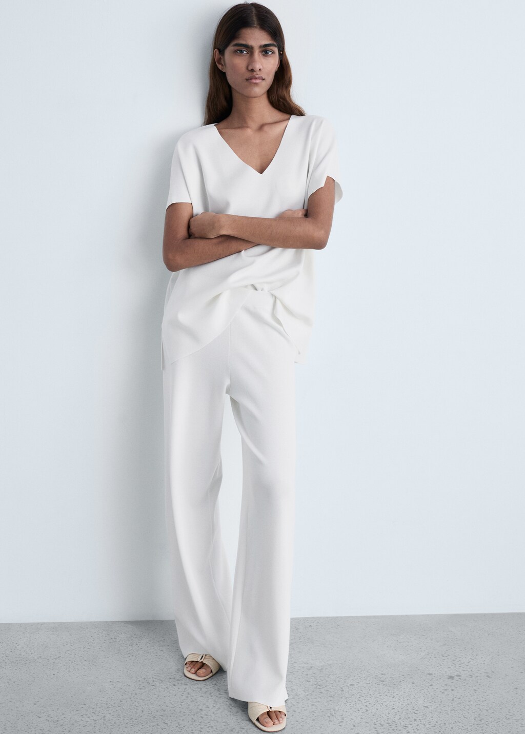 Straight knitted trousers - Black