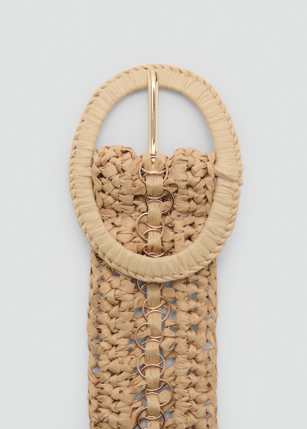Natural fibre belt with buckle - Beige