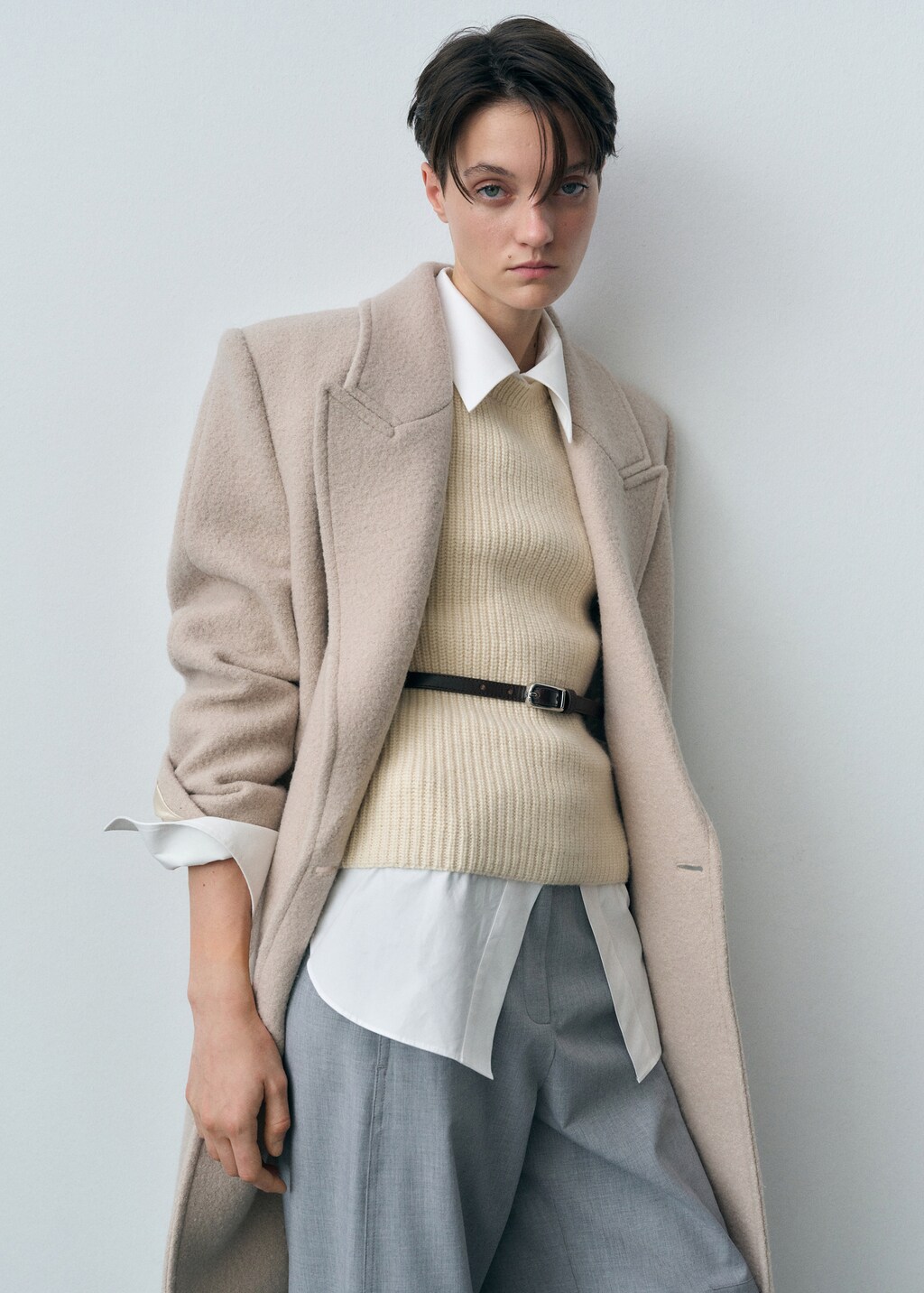 Ribbed wool-blend top - Ecru