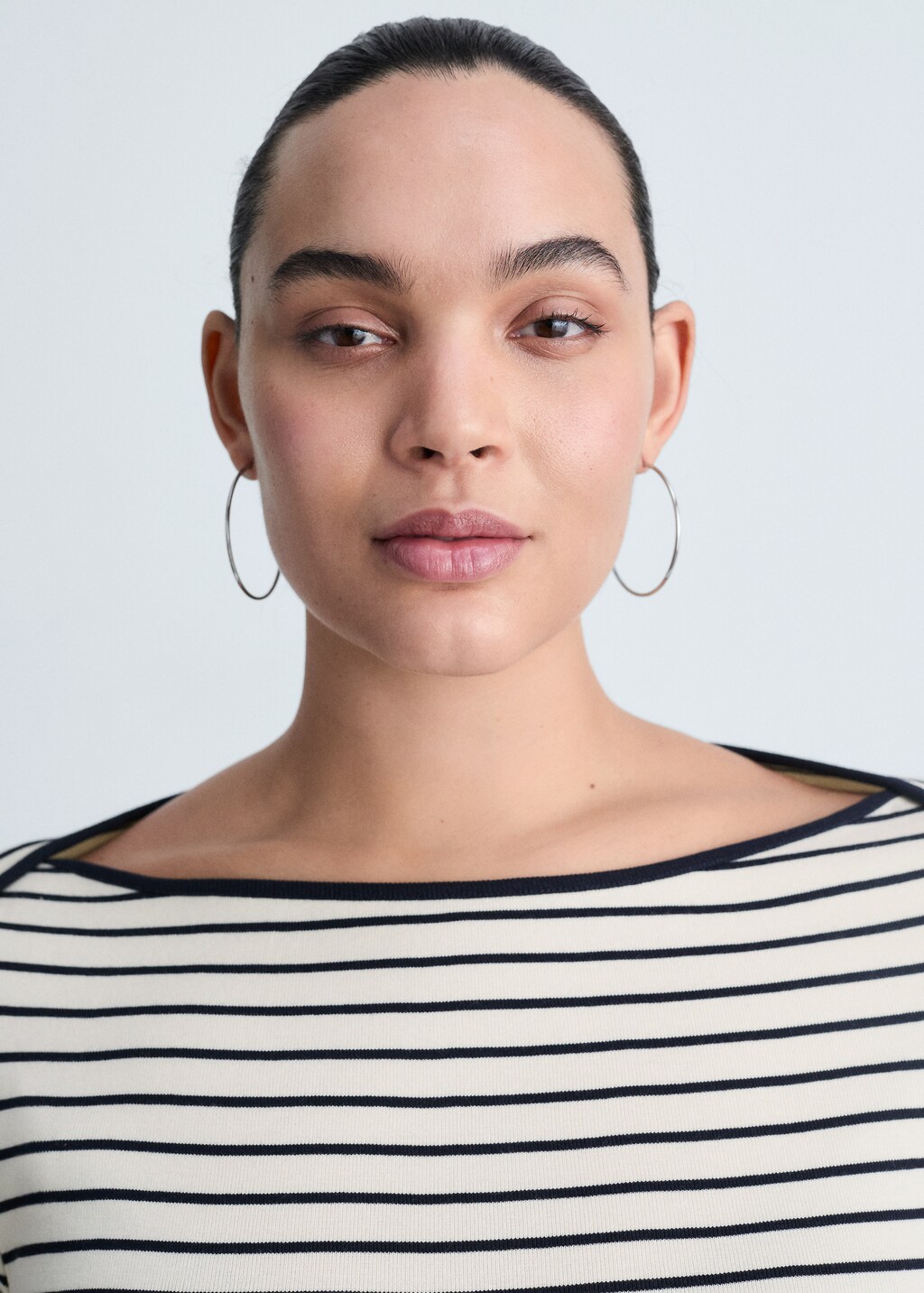 Striped boat-neck t-shirt - Dark Navy