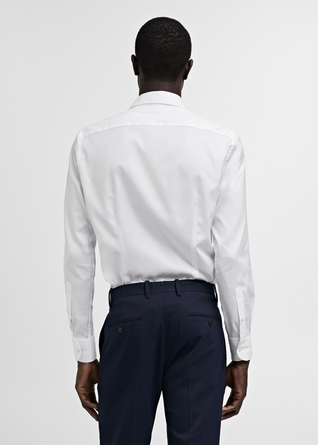 Slim-fit textured cotton suit shirt - White