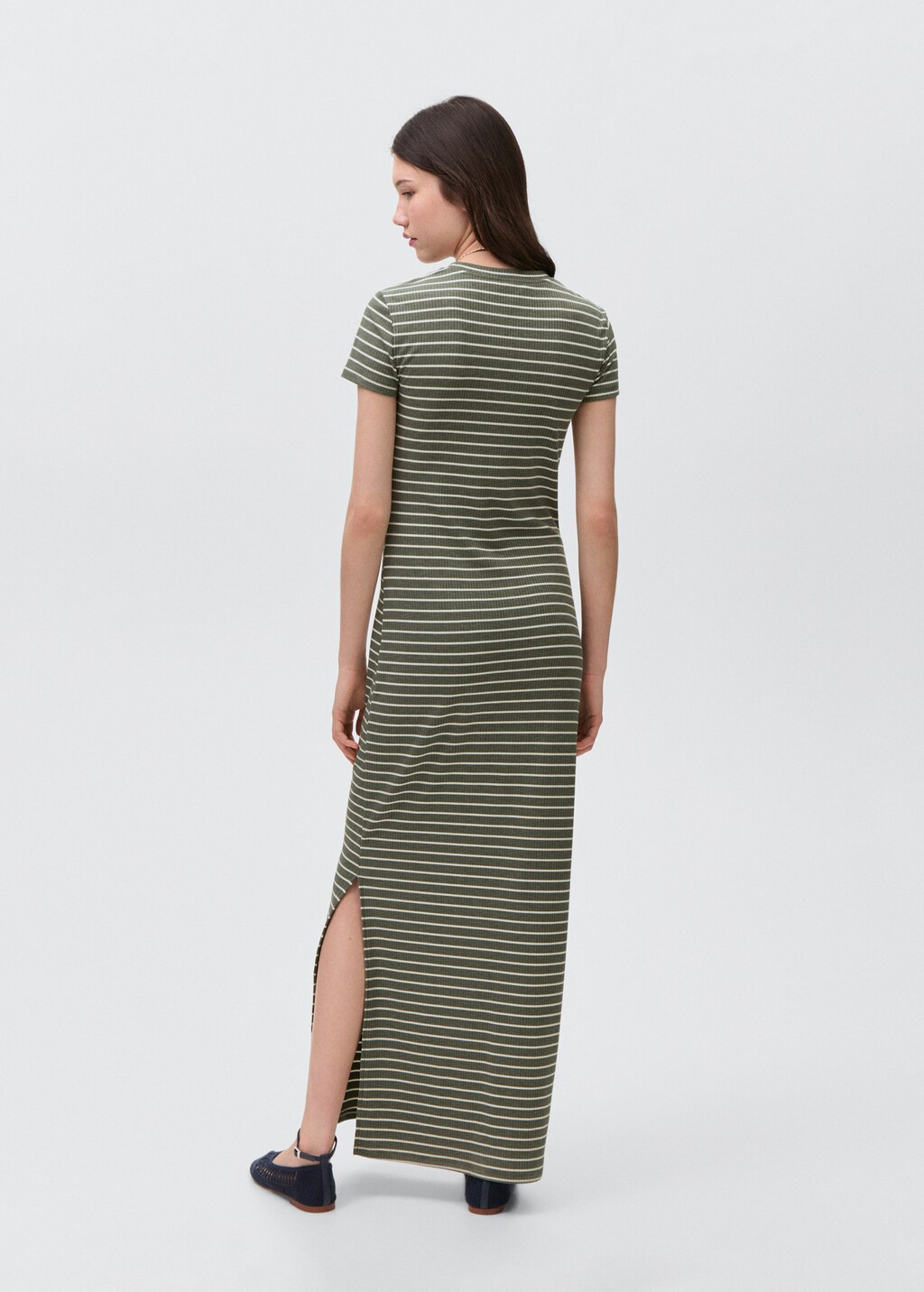 Striped long dress - Khaki