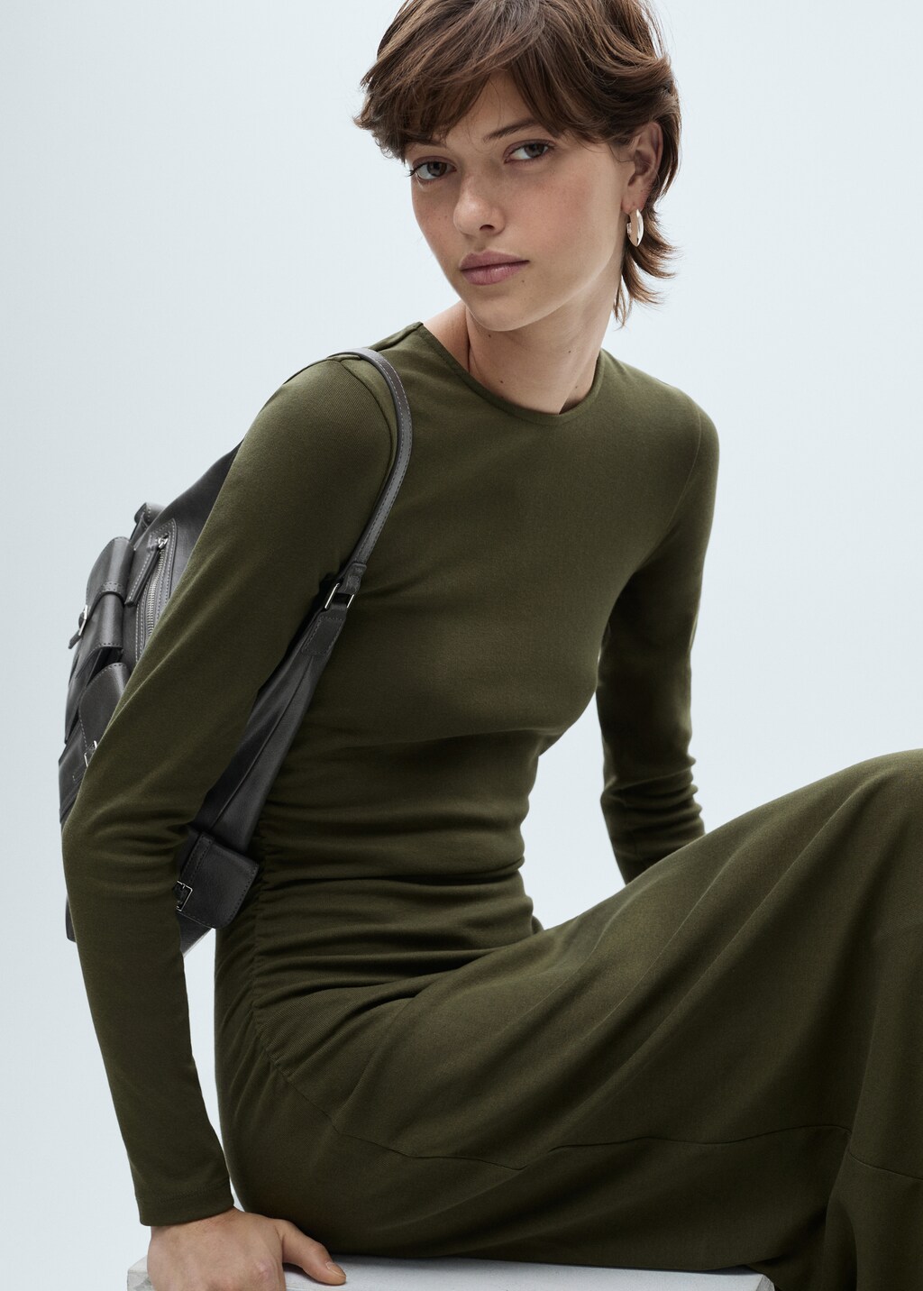 Cotton midi dress - Black