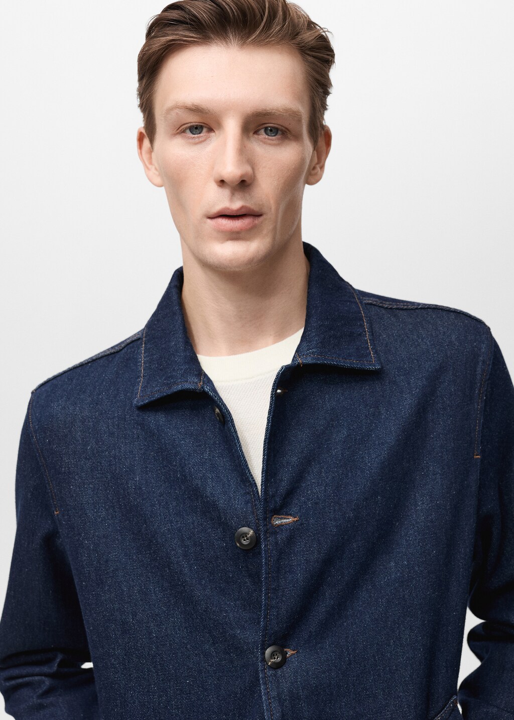 Regular-fit denim overshirt - Open Blue