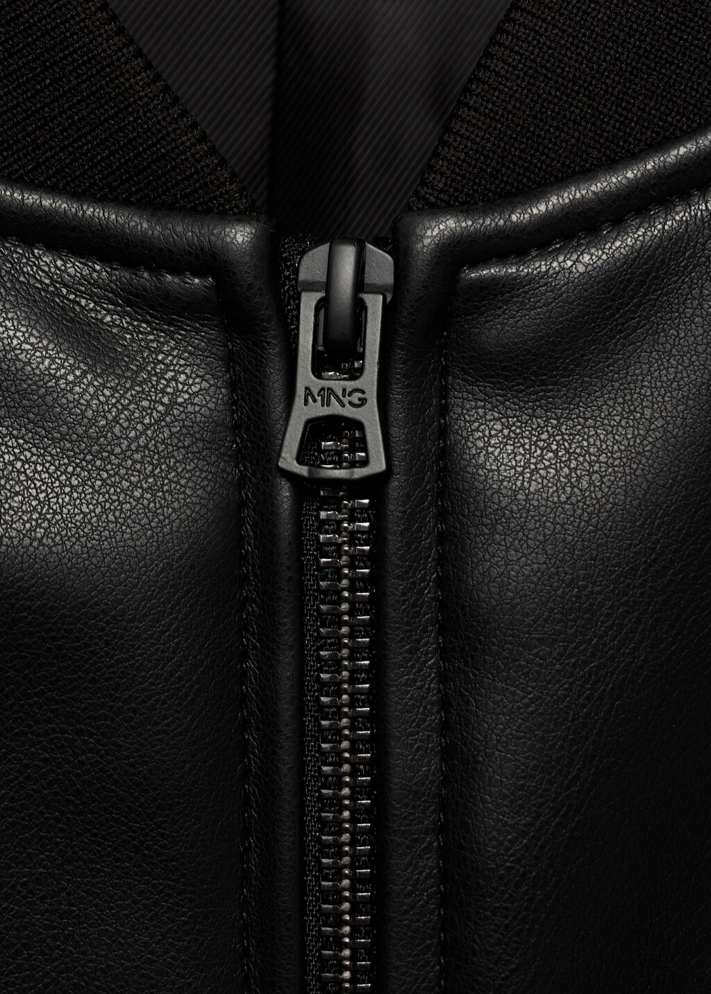 Leather-effect bomber jacket - Black