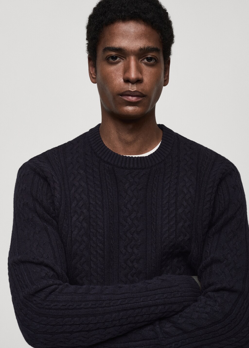 Braided knitted sweater - Dark Navy