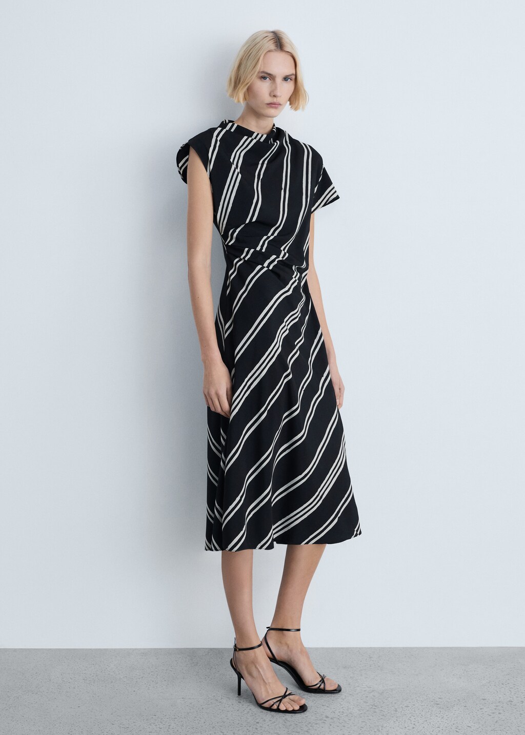 Stripe-print midi-dress - Black