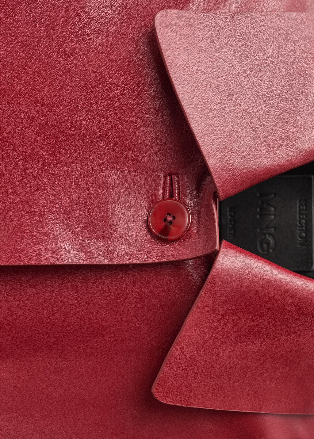 Buttoned leather jacket - Black