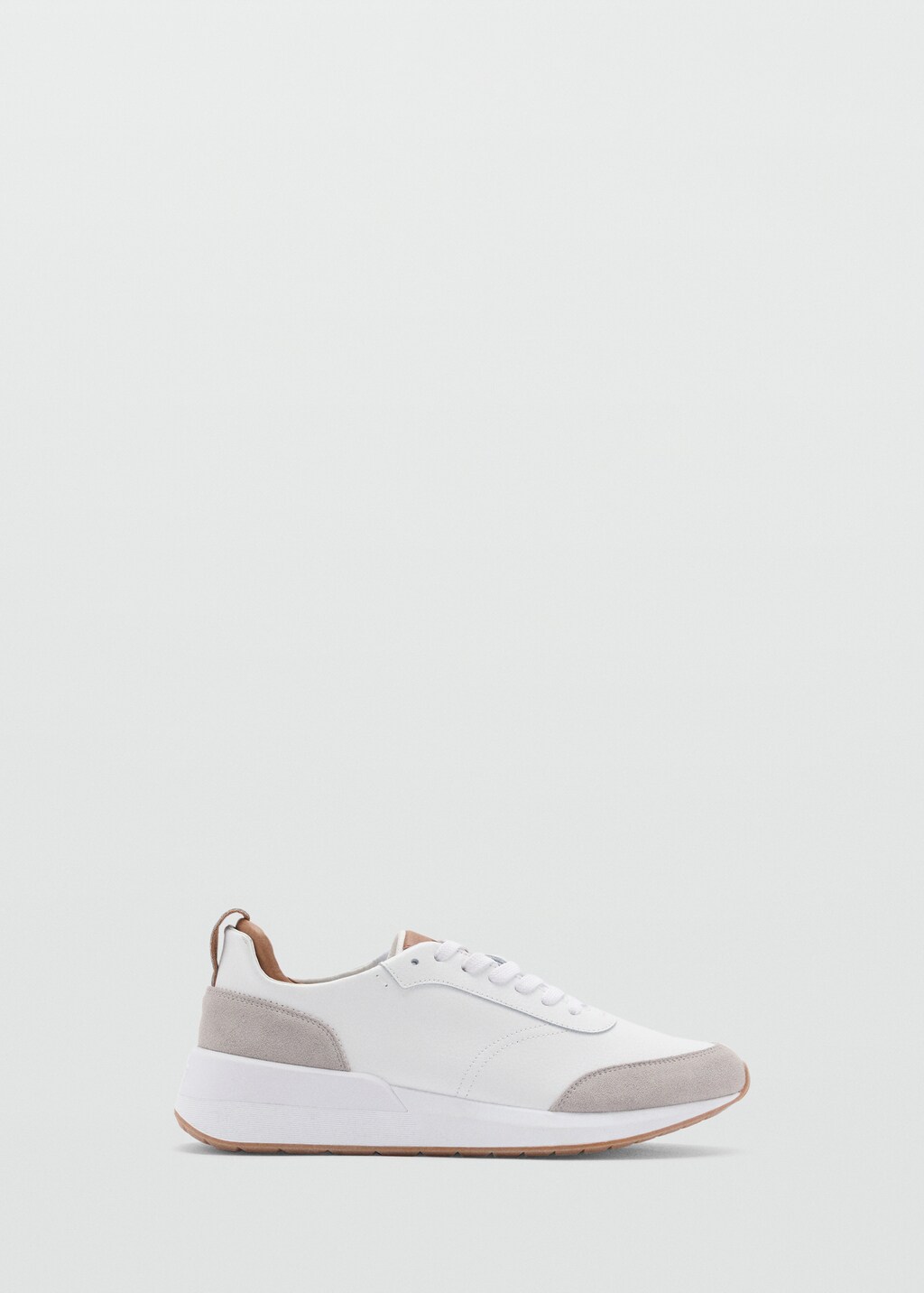Leather mixed sneakers - White