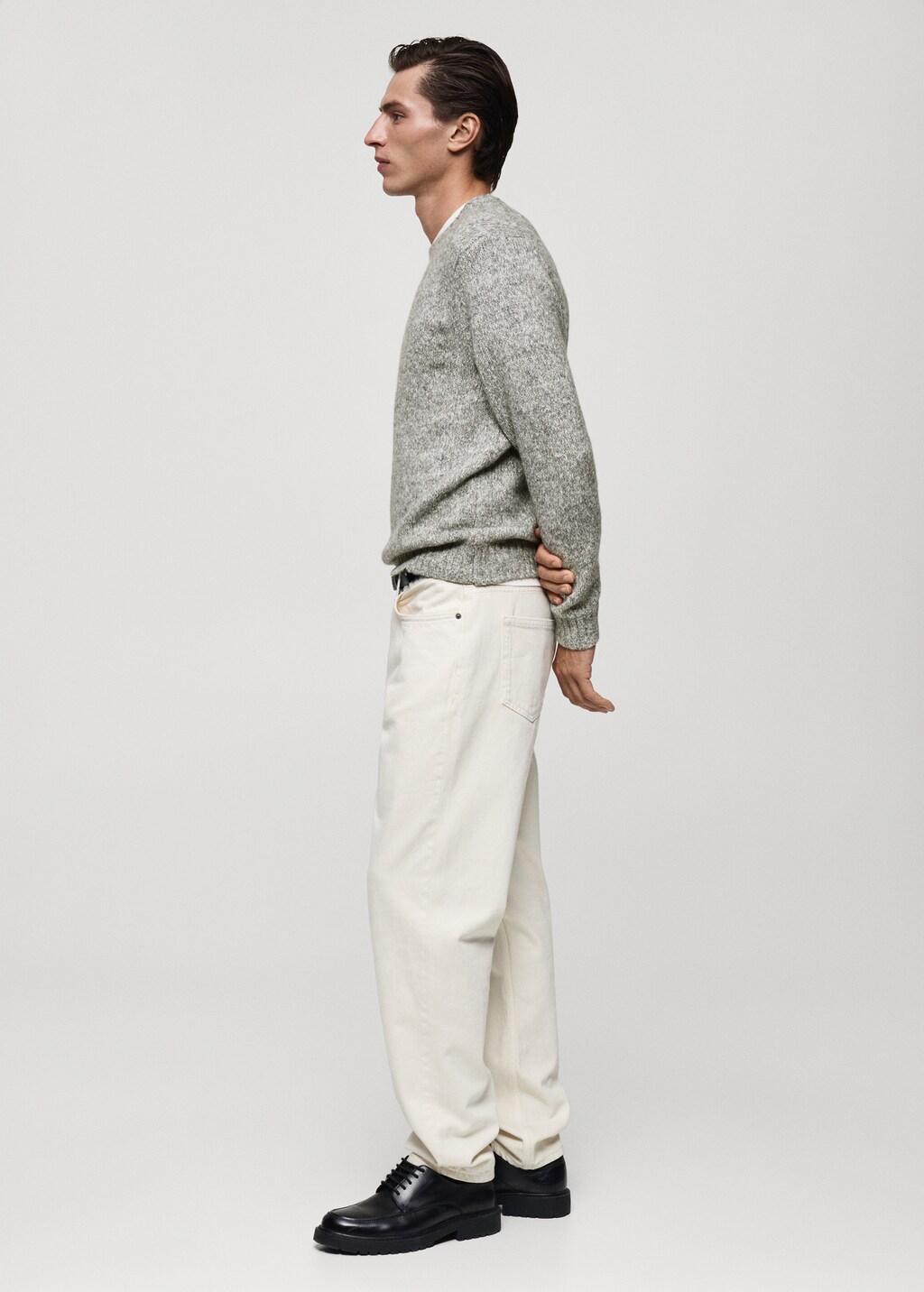 Fleece and cotton sweater - Light Heather Grey