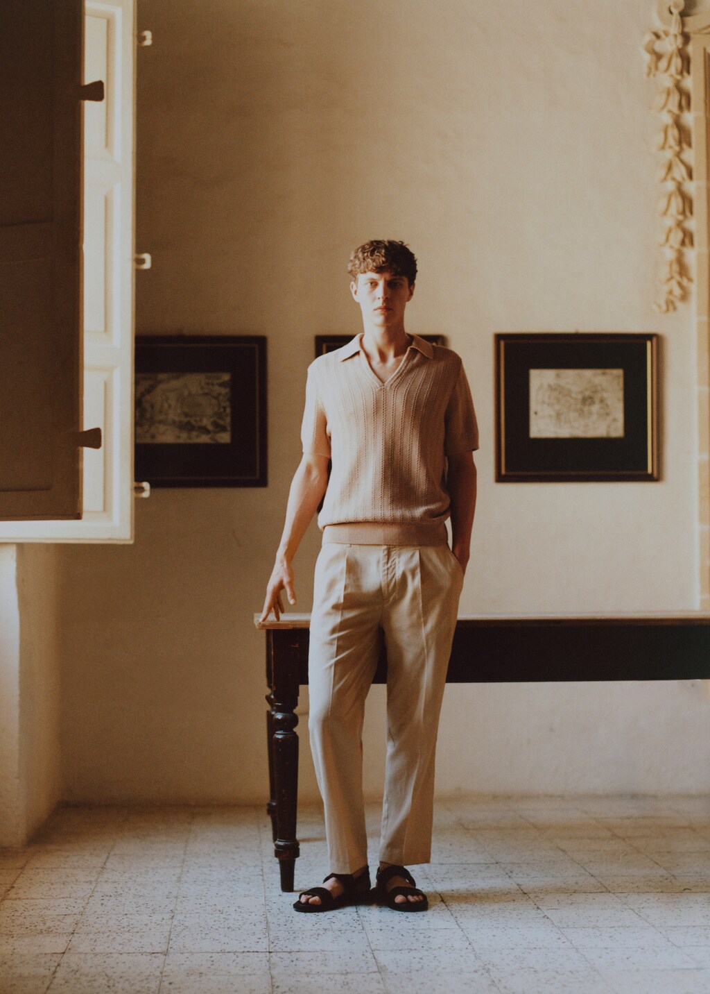 Cotton lyocell pleated trousers - Wine