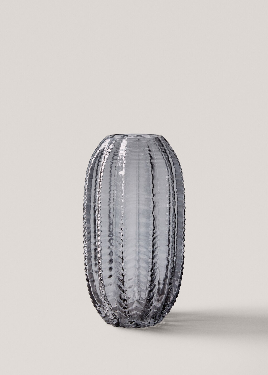 Textured glass vase - Ice Grey