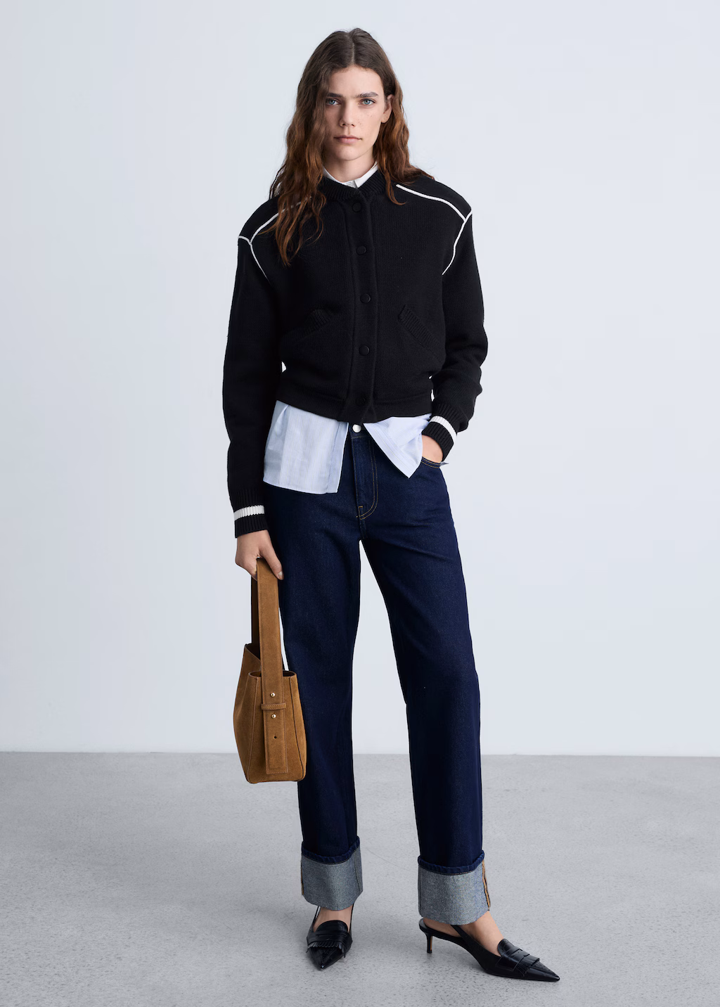 Knitted bomber jacket - Black