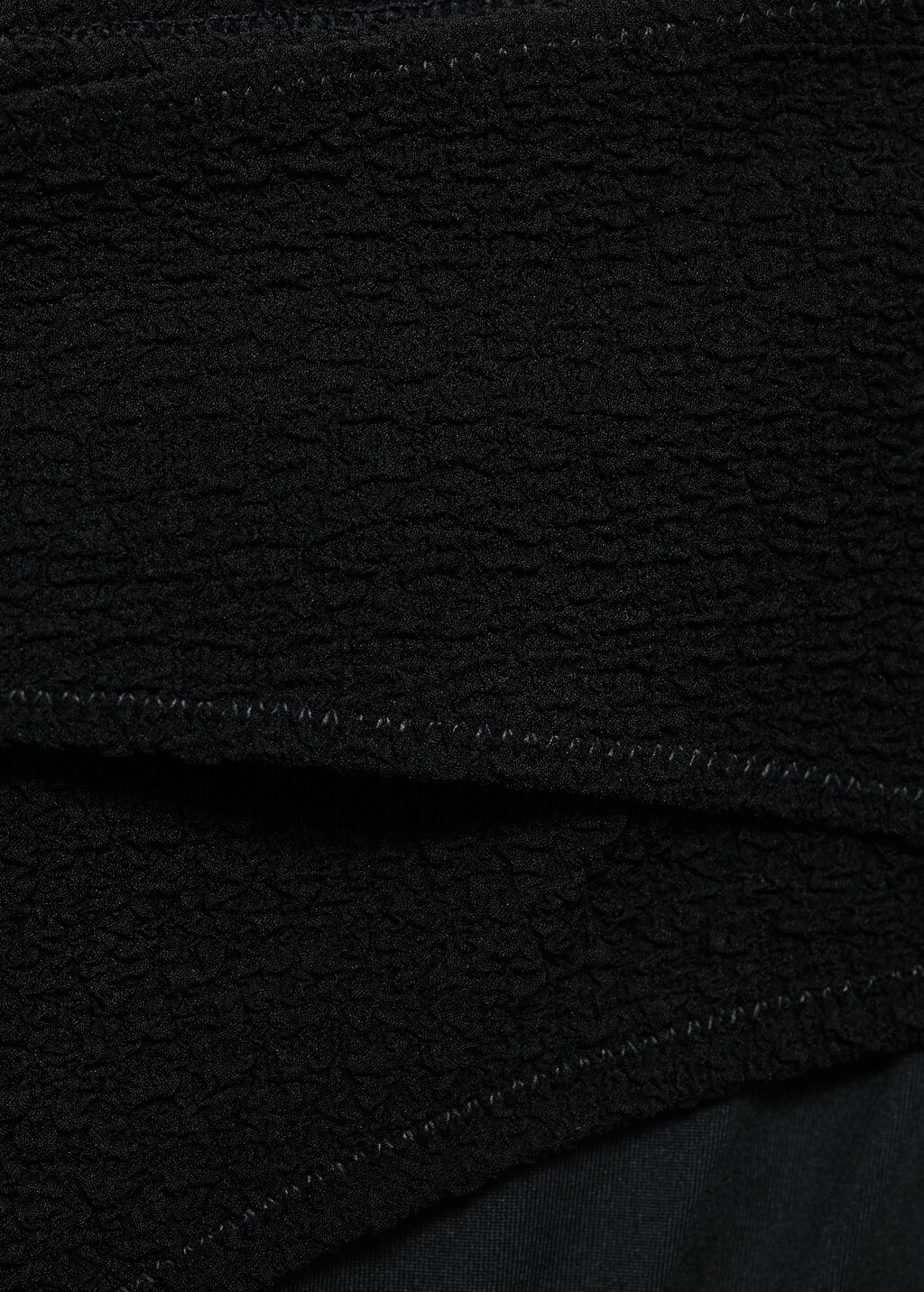 High-waisted towel-effect bikini bottom - Black