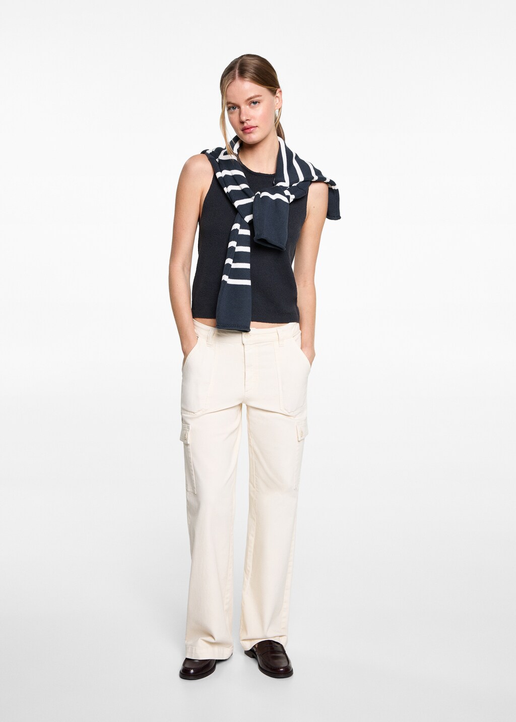 Knitted cropped top - Dark Navy